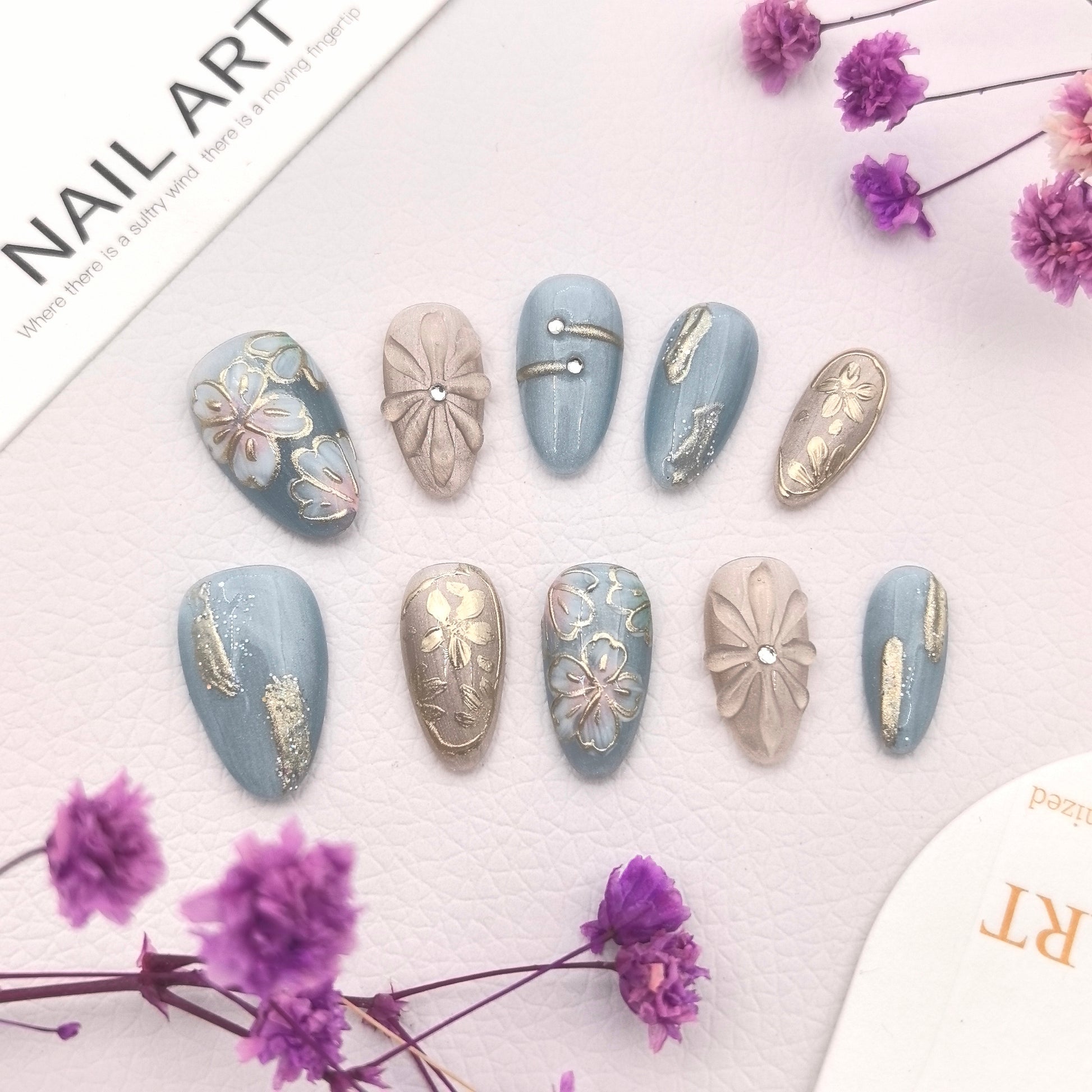 Aqua Glow Hand-Painted Elegant Floral