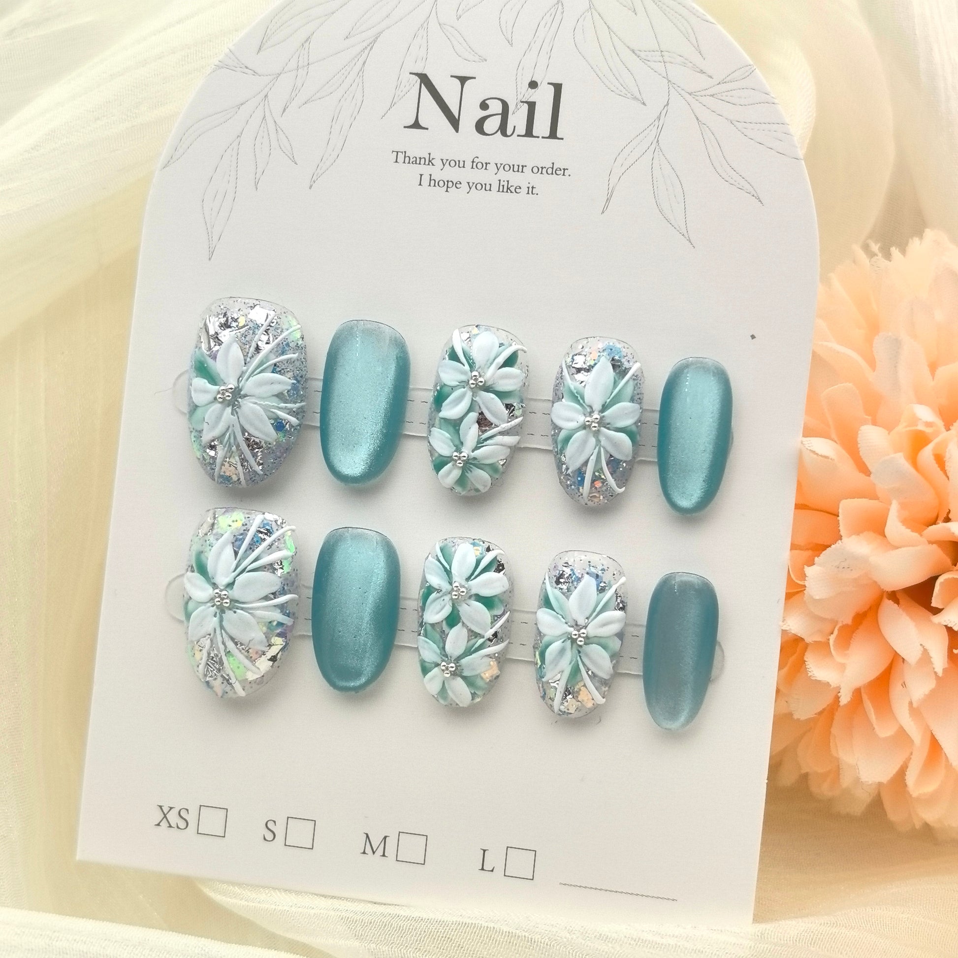 Colorful Glitter Bead Hand-Painted Floral