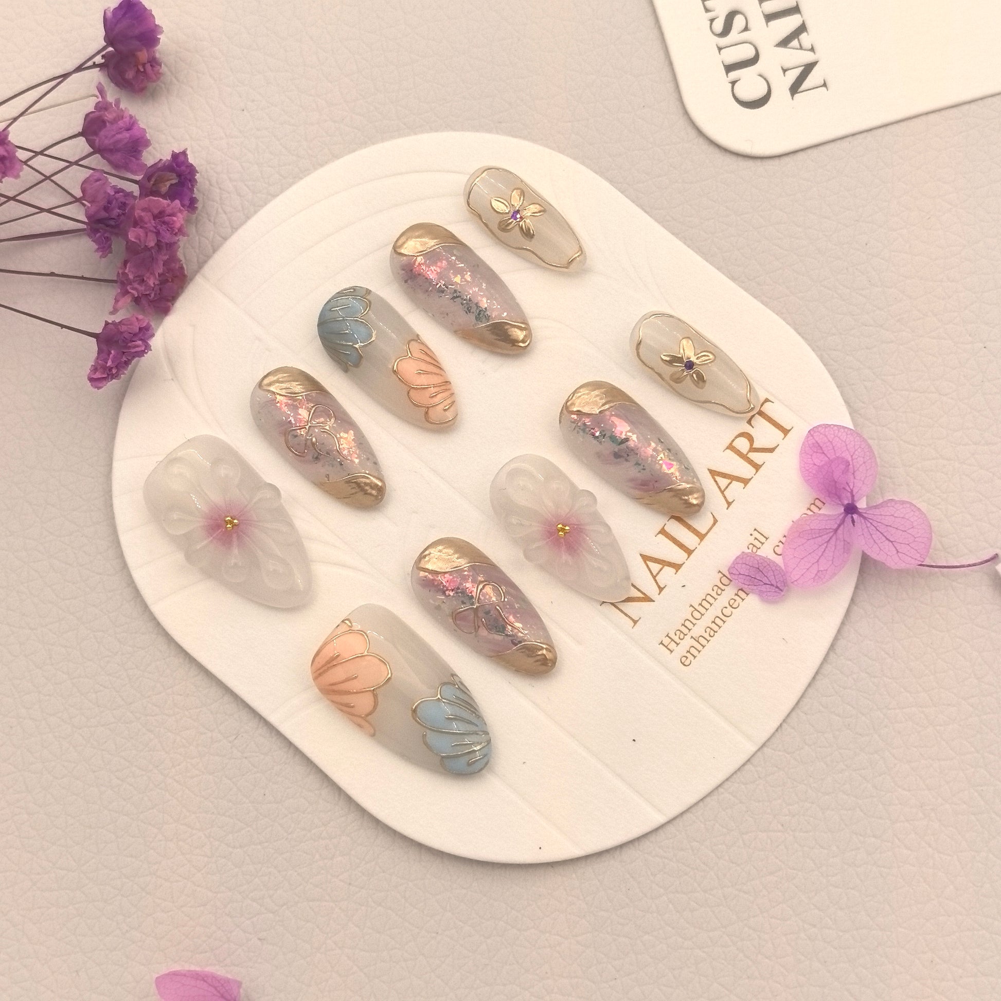 [Sparkling Ice Flowers] Handmade Premium Press-on Nails