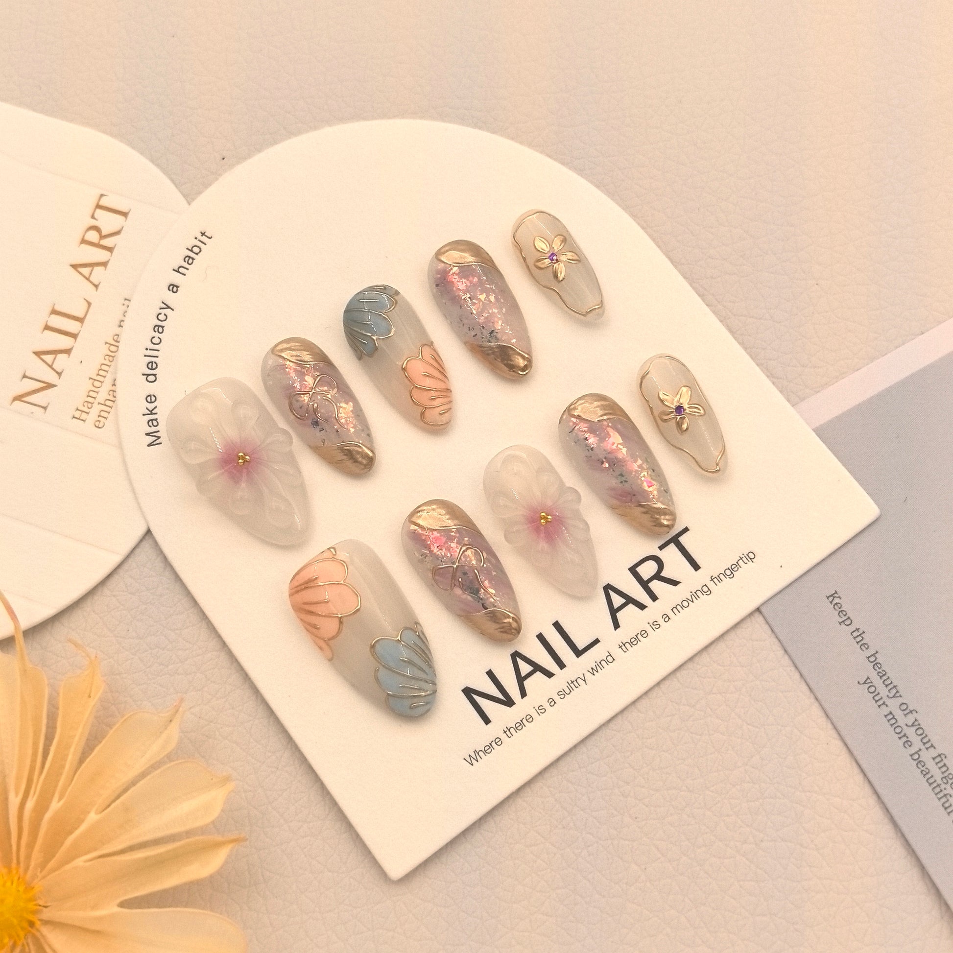 [Sparkling Ice Flowers] Handmade Premium Press-on Nails