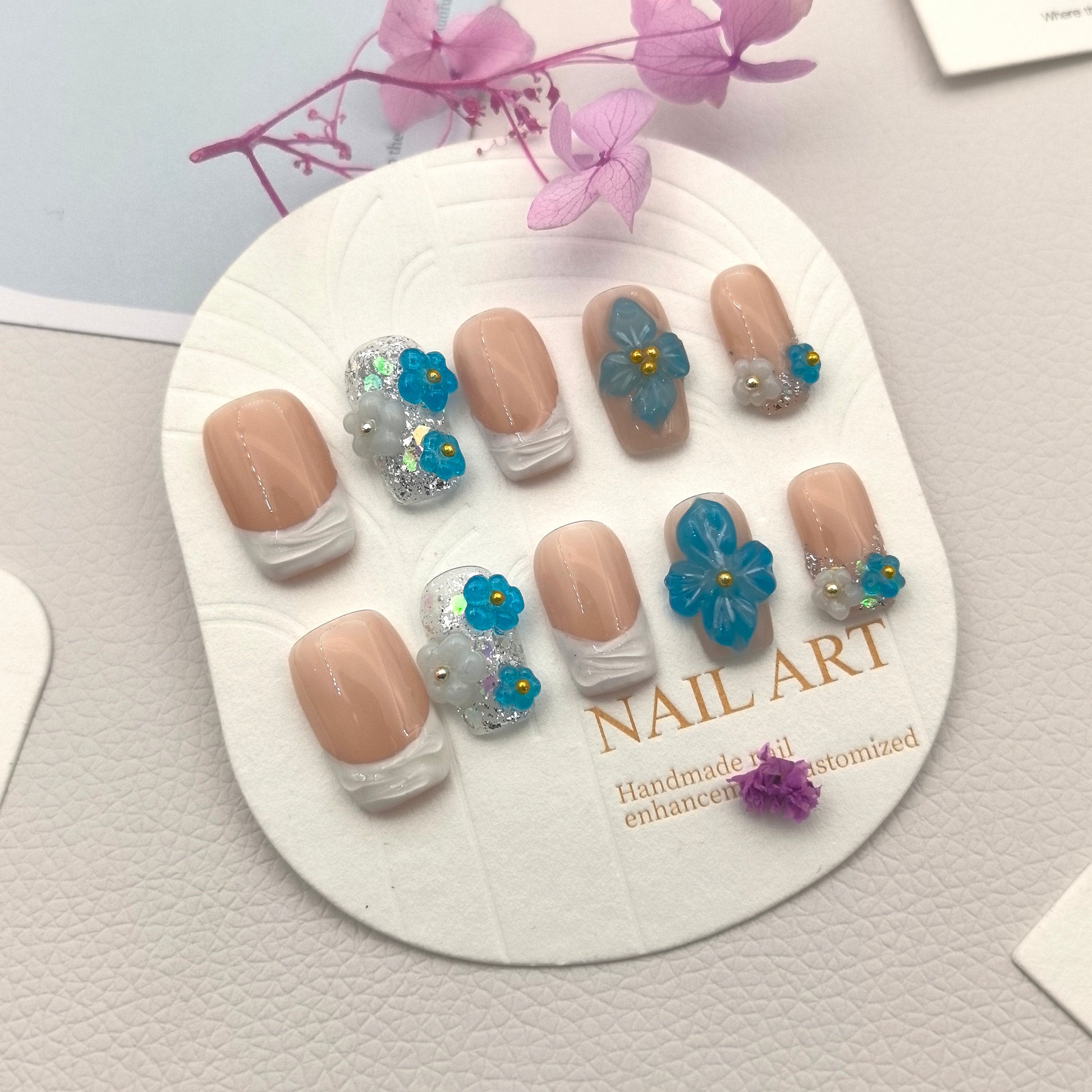 Silver Iridescent Sapphire 3D Floral