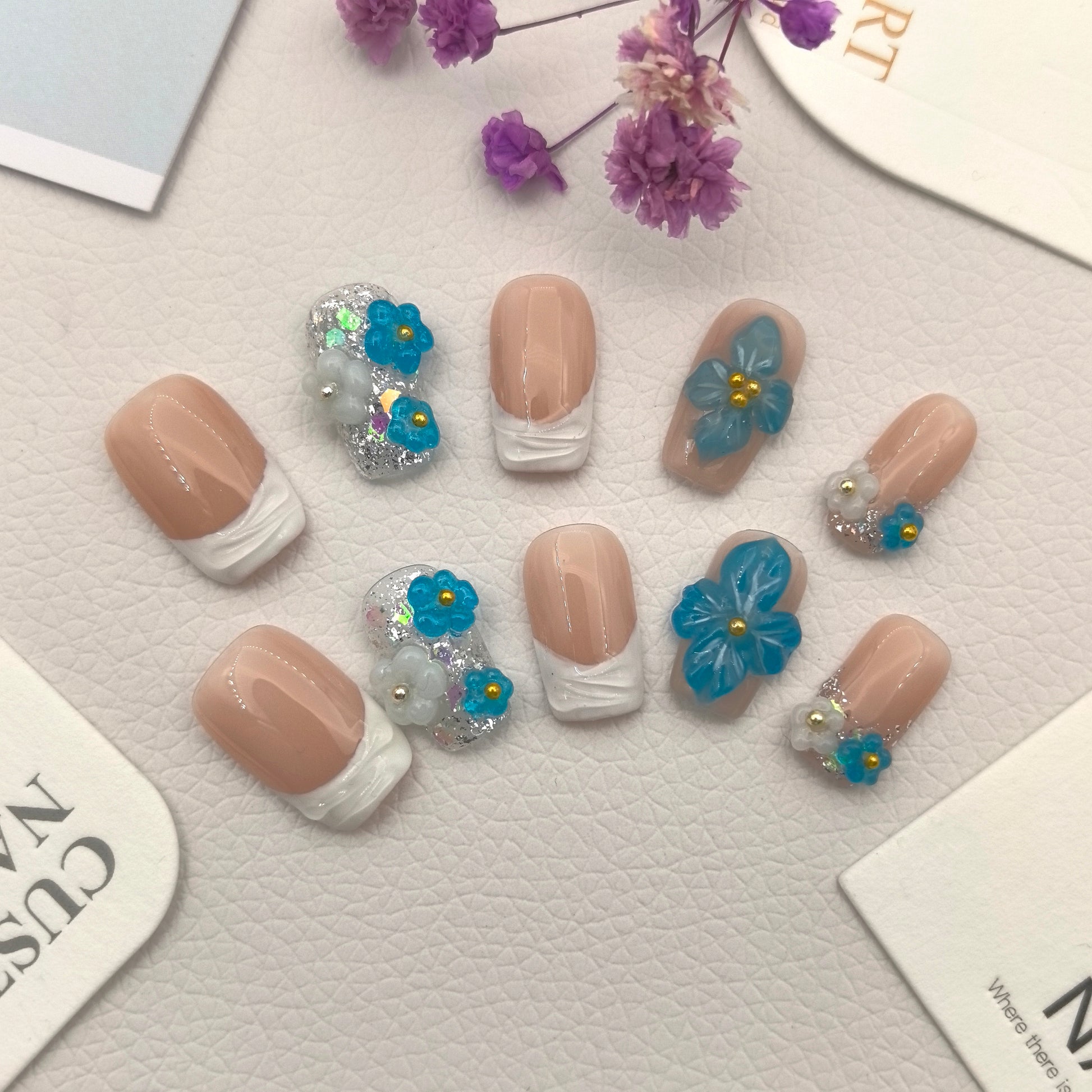 Silver Iridescent Sapphire 3D Floral