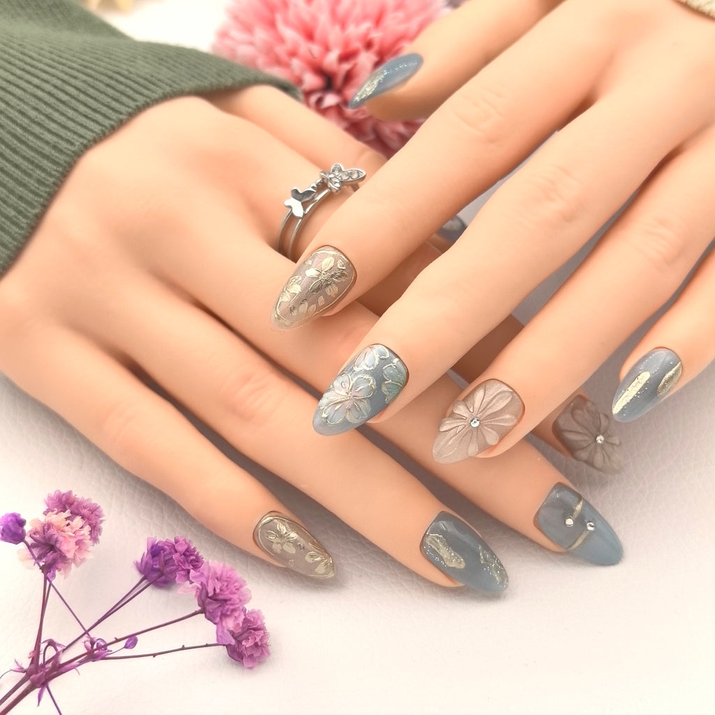 Aqua Glow Hand-Painted Elegant Floral