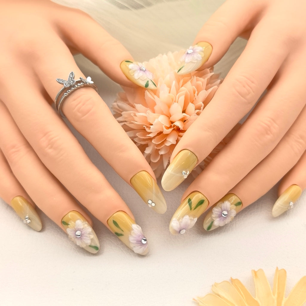 Delicate Ice Flower 3D Handmade High-Quality Press-on Nails