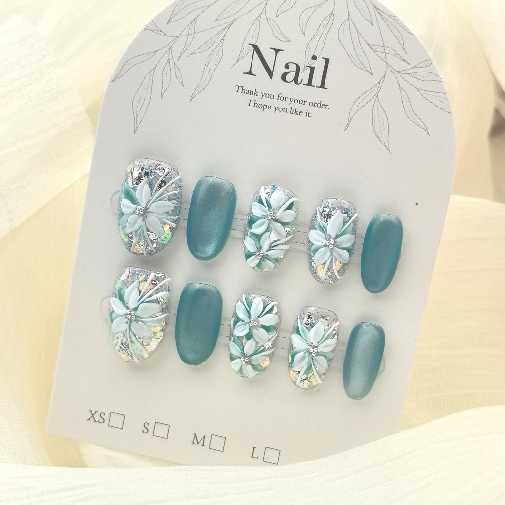 Colorful Glitter Bead Hand-Painted Floral